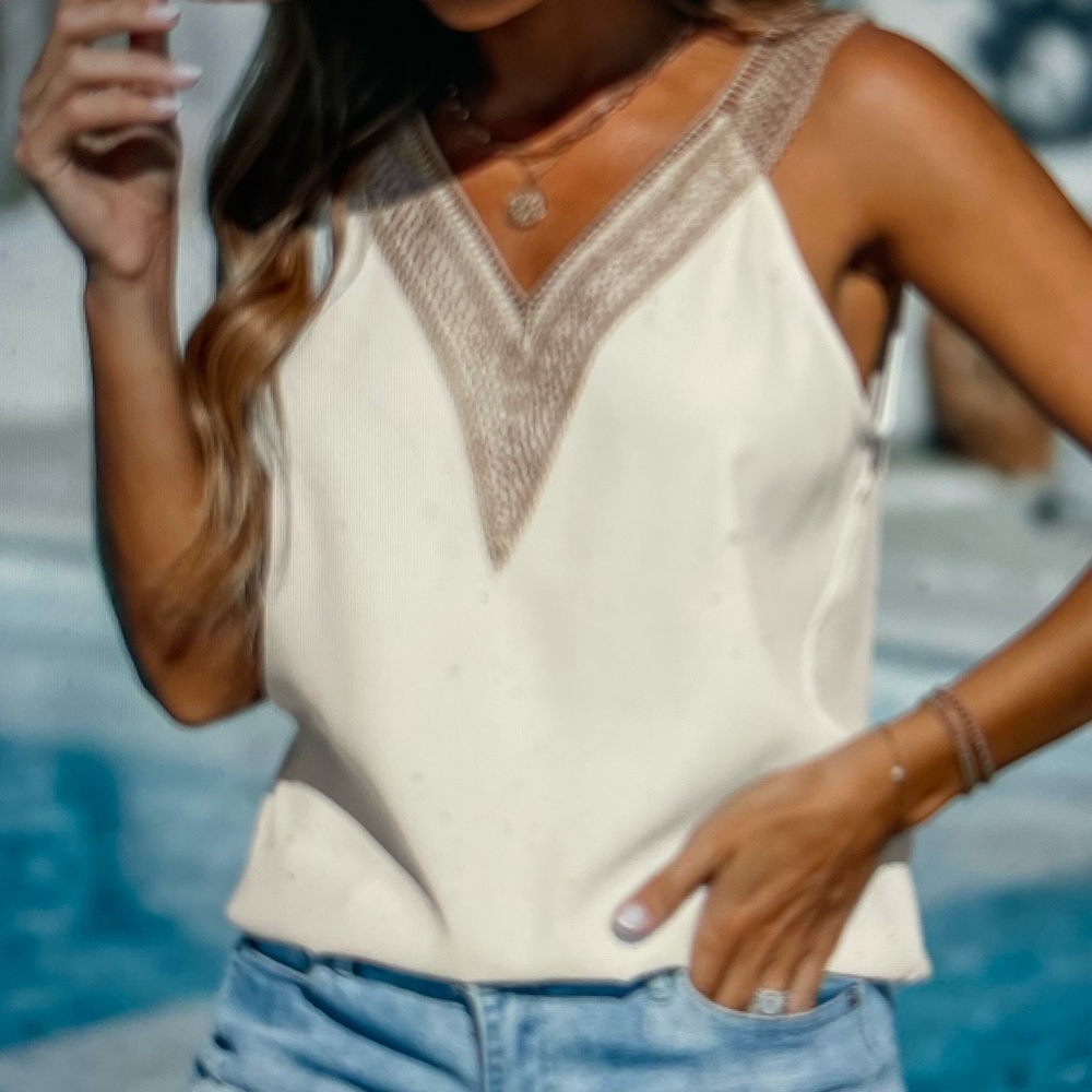 White v-neck cami